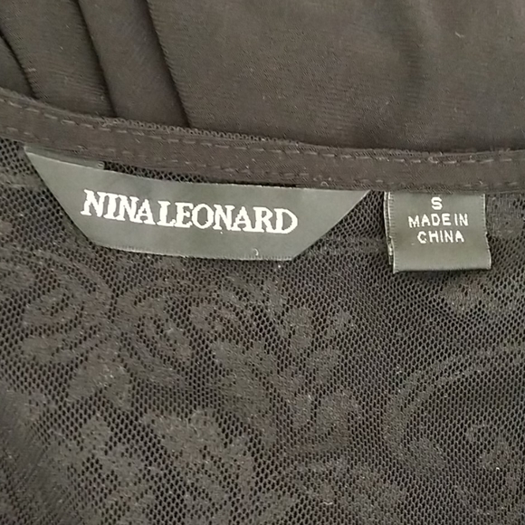 Nina Leonard Black Size Small Dress Lace Arms & Ne - Picture 3 of 5